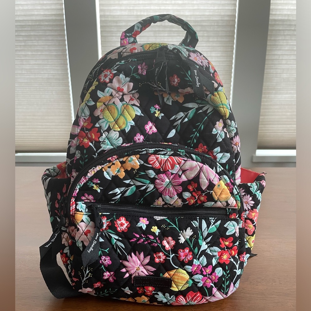 Small Vera Bradley Floral Black Backpack
